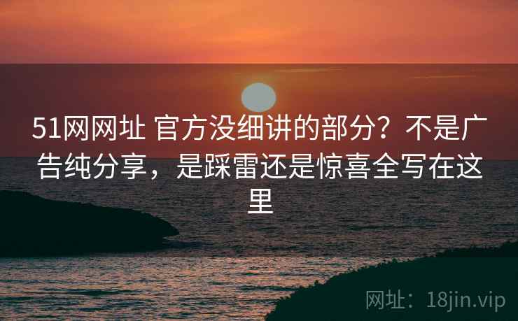 51网网址 官方没细讲的部分？不是广告纯分享，是踩雷还是惊喜全写在这里