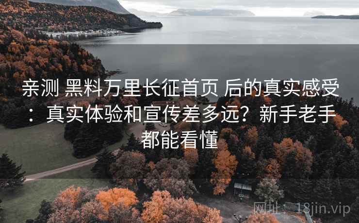 亲测 黑料万里长征首页 后的真实感受：真实体验和宣传差多远？新手老手都能看懂