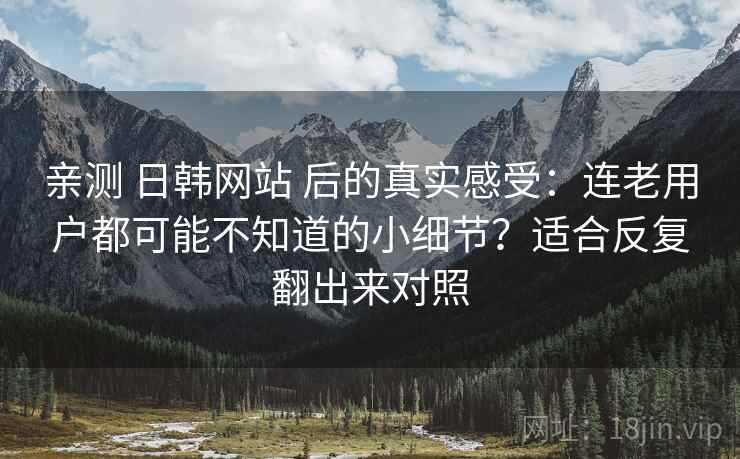 亲测 日韩网站 后的真实感受：连老用户都可能不知道的小细节？适合反复翻出来对照