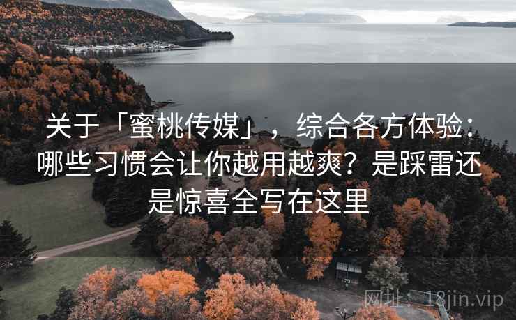 关于「蜜桃传媒」，综合各方体验：哪些习惯会让你越用越爽？是踩雷还是惊喜全写在这里