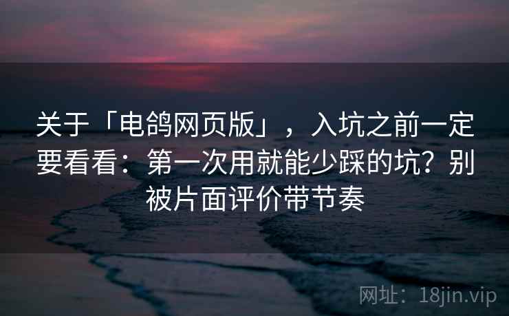 关于「电鸽网页版」，入坑之前一定要看看：第一次用就能少踩的坑？别被片面评价带节奏